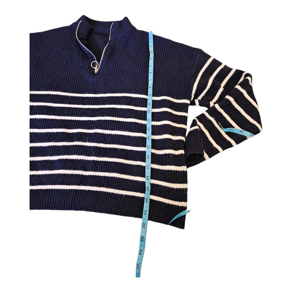 Shein Size 12 Blue and White Striped Long Sleeve Sweater - Picture 7 of 8